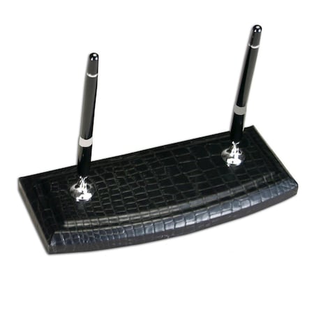 Dacasso Black Crocodile Embossed Leather Pen Stand AG-2212